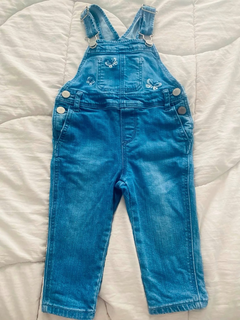 Baby Gap Denim Overalls, Embroidered, 12–18 Months